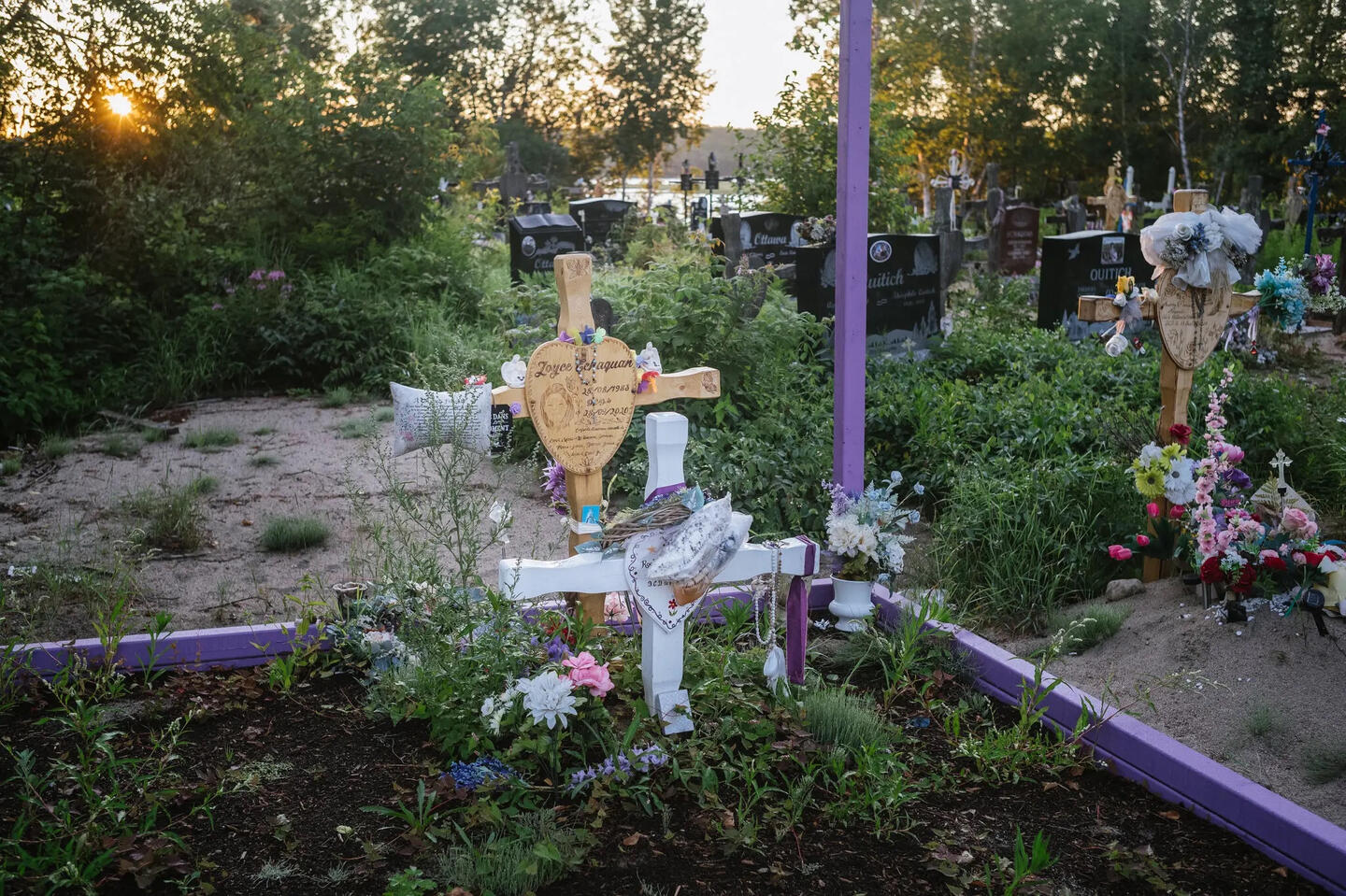 Joyce Echaquan’s grave in a Manawan First Nations cemetery in Quebec.